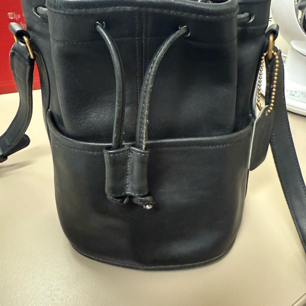 1990 vintage Coach Leather pocket Drawstring Bucket Bag 4020 Made in the USA - Picture 8 of 11